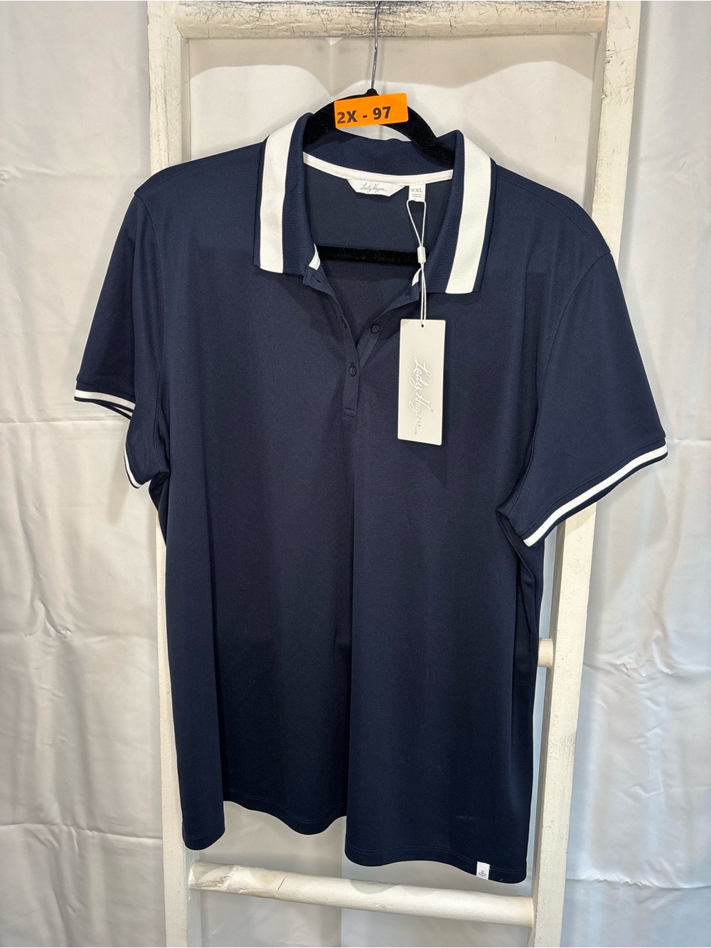 Lady Hagen Navy Polo with White Trim